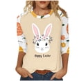 thumbnail image 3 of Inverlee Easter Tshirts for Women Cute Bunny Eggs Graphic Tees Loose Fit 3/4 Sleeve T Shirts Blouses Work Crewneck Dressy Casual Tops, 3 of 6