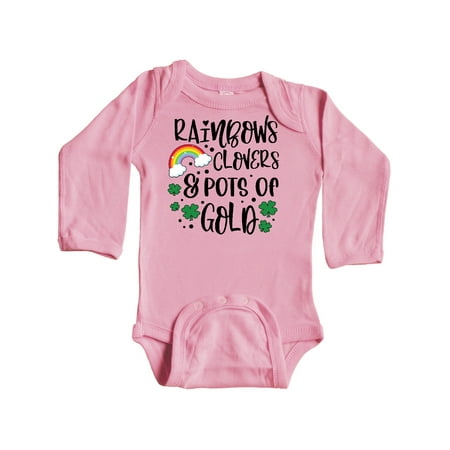

Inktastic St. Patrick s Day Rainbows Clovers & Pots of Gold Gift Baby Boy or Baby Girl Long Sleeve Bodysuit