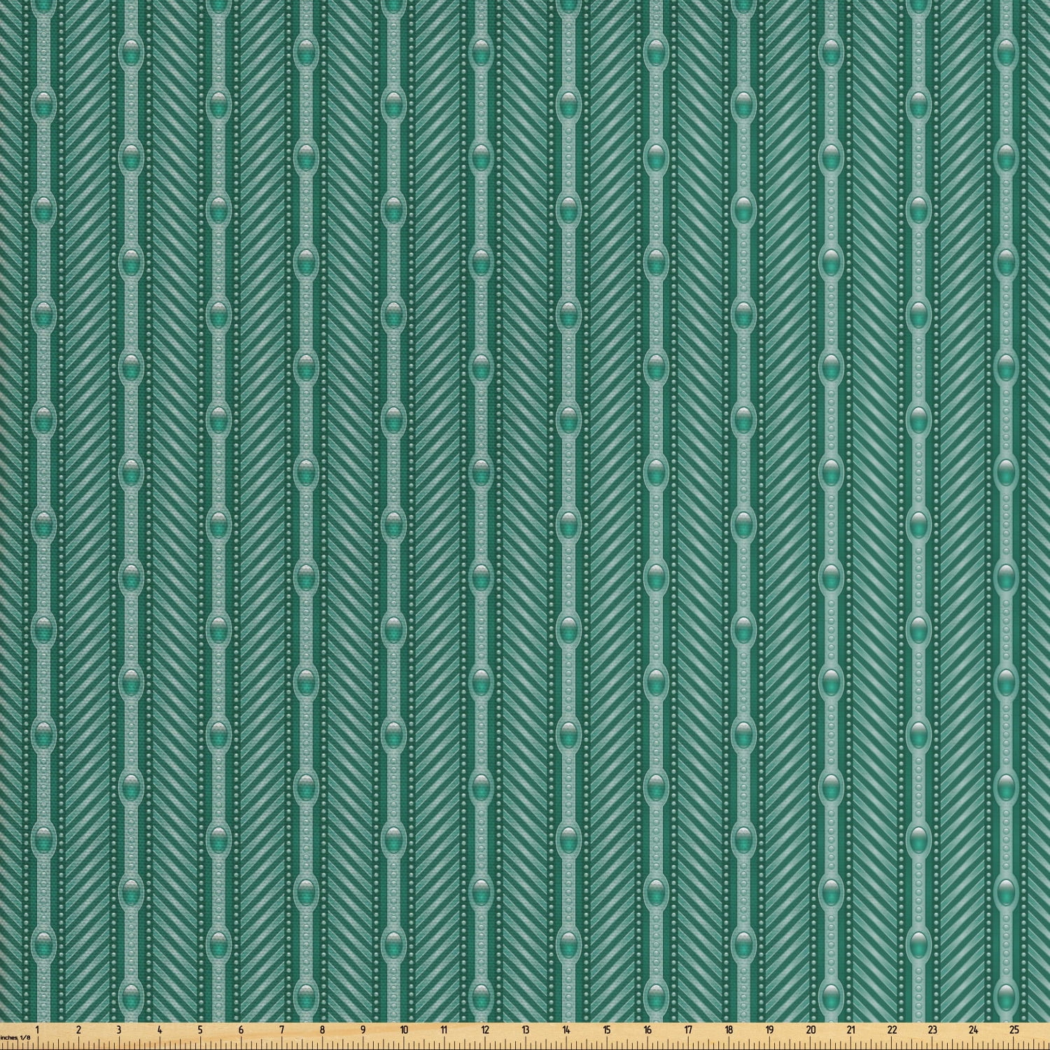Teal Green Fabric by The Yard, Gemstone Inspired Forms as Vertical