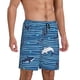 thumbnail image 2 of Balery Sharks on White Blue Striped Pantalones cortos de pijama de punto de algodón para hombre con cinturilla y bolsillos-Small, 2 of 6