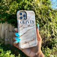 thumbnail image 2 of Personalised Cream Marble Name iPhone 14 Plus Case,iPhone 15 Pro Max, 2 of 5