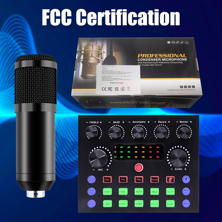 BM-800 Mic Kit with V8X Sound Card, Podcast Equipment for Live