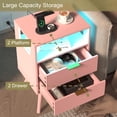thumbnail image 4 of Mesa de Noche JOONEE Rosa con Estación de Carga y Luces LED, 4 of 7