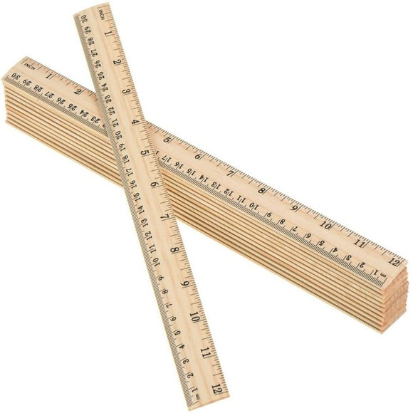 LEEYNEER 10 Packs of Wooden Rulers 12 Inch Bulk Measuring Rulers 2 Scales