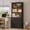 Black, variant on NEGYLIM 71" Bookcase with Drawers & Shelves, Wooden Bookshelf with Charging Station & Adjustable LED Lights, Anti-tipping Design for Living Room Home Office, White