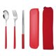 thumbnail image 1 of Xiao Hua Juego de 5 cubiertos de acero inoxidable, apto para uso alimentario, color rojo plateado., 1 of 5