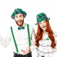 thumbnail image 3 of Sombrero del Día de San Patricio Sombrero Fedora de Tela a Cuadros Verde Pajarita y Tirantes Disfraces del Día de San Patricio Accesorios, 3 of 7