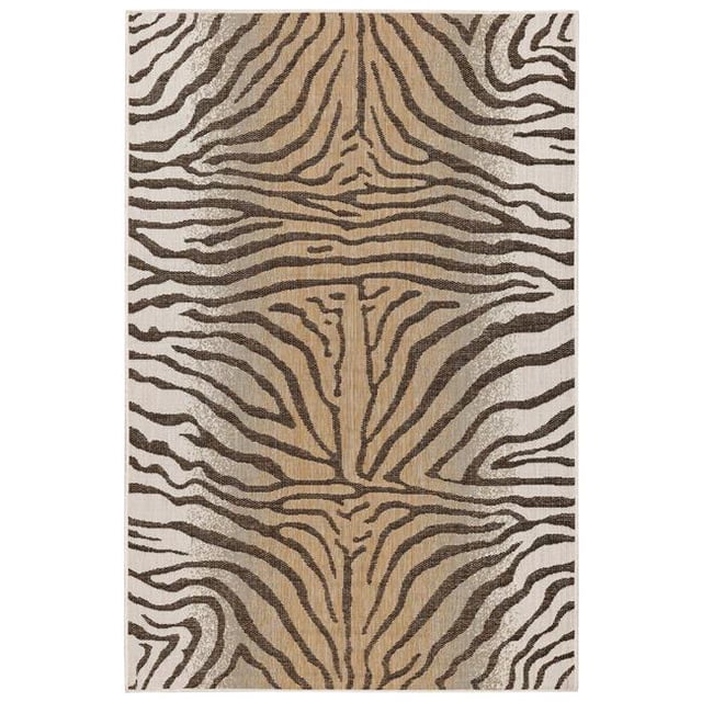 Trans-Ocean Imports CRE69843112 6 ft. 6 in. x 9 ft. 4 in. Liora Manne Carmel Zebra Indoor & Outdoor Rug Wilton Woven Rectangular Rug - Sand