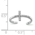 thumbnail image 2 of 925 Sterling Silver Cubic Zirconia Cz Croix Réglable Orteil Anneau Ouvert Midi, 2 of 6