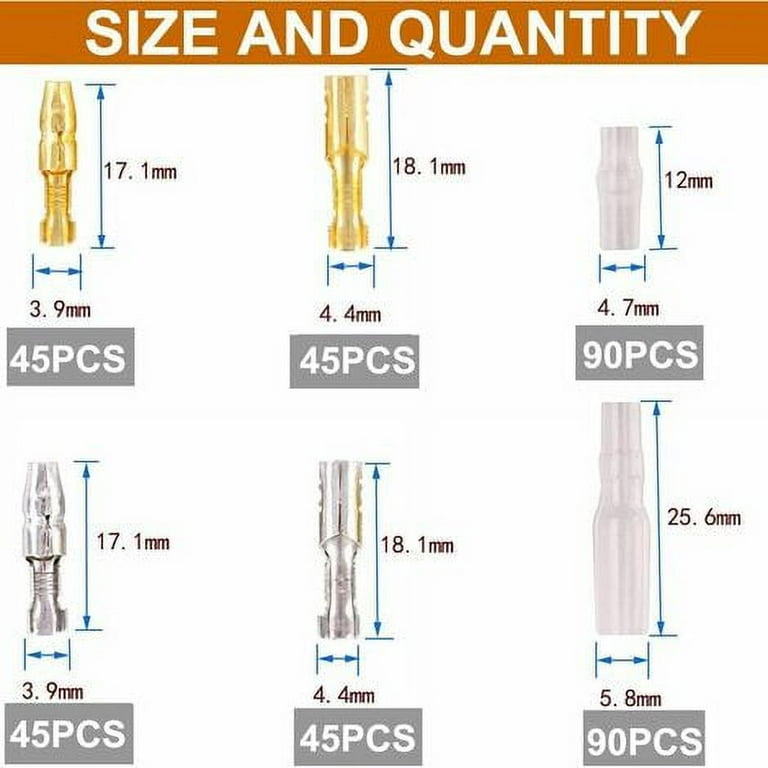 50sets 4.0 Bullet Crimp Terminal Car Electrical Wire Connector Diameter