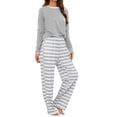 thumbnail image 2 of Delayuji Womens Pajamas Sets Round Neck Striped Printed Long Sleeve Top and Pants Set Sleepwear Loungewear Spring Outfits S-5XL, 2 of 9