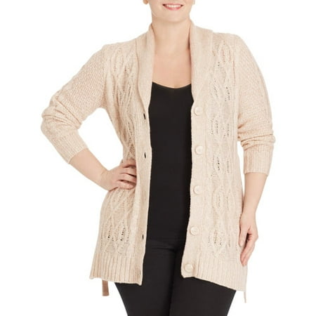 Faded Glory - Faded Glory Women's Plus-Size Sweater Coat - Walmart.com