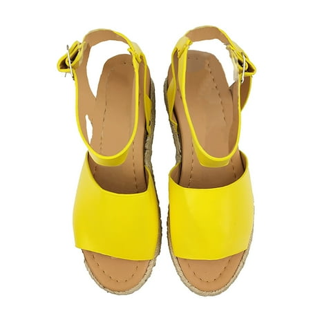 

Mchoice Women s Wedge Sandals Platform Sandals Cork Elastic Strap Sandals on Clearance