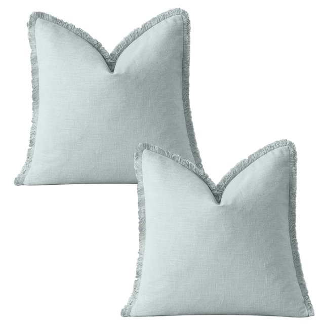 Fundas de almohada decorativas bohemias con flecos para sofá, sala de estar y cama, juego de 2, 18 x 18 pulgadas