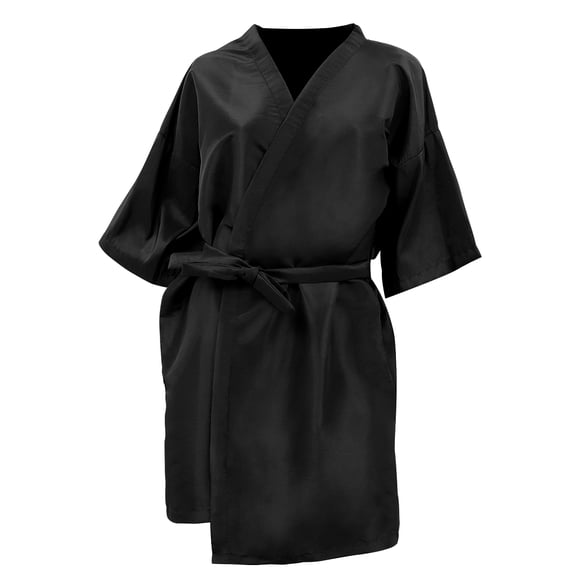 Bata de tela Beaupretty para invitados de salón de belleza, fina, para teñir con calor, productos artísticos para el cabello, batas de salón de spa para clientes (negra)