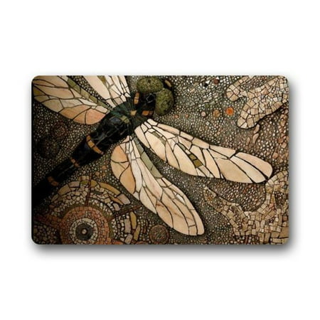 WinHome Dragonfly Doormat Floor Mats Rugs Outdoors/Indoor Doormat Size 30x18