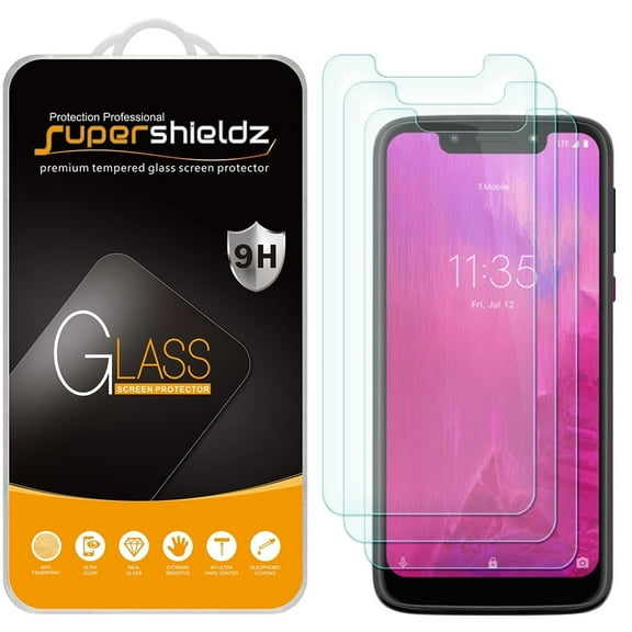 [3-Pack] Supershieldz for T-Mobile Revvlry Tempered Glass Screen Protector, Anti-Scratch, Anti-Fingerprint, Bubble Free