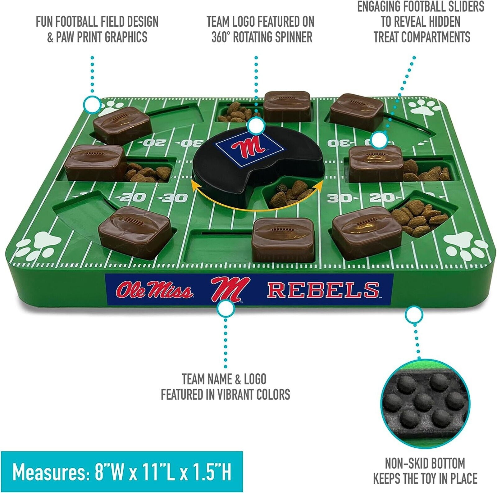 Pets First NCAA Mississippi Rebels Puzzle Toy, Puzzle Treat Dog Toy, Interactive Dog Treat Toy, Dog Puzzle Feeding Slow Toy