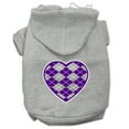 thumbnail image 6 of Pet Dog  Cat Hoodie Screen Printed, "Purple Argyle Heart", 6 of 9