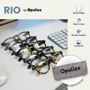 OPULIZE RIO Blue Light Blocking Reading Glasses - 5-Pack - Flat Top Frame - Black, Brown & Blue Tortoiseshell, Green, Gray - Mens Womens - BBBBB53-12367 - +2.00