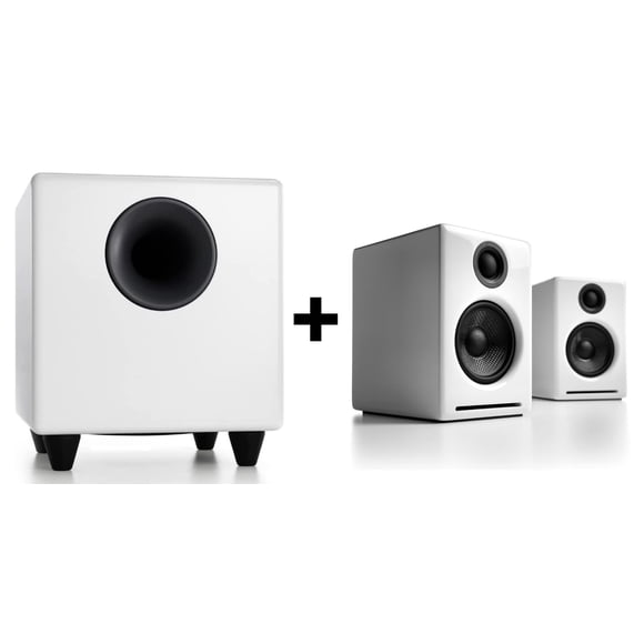 Altavoces inalámbricos para ordenador Audioengine A2 blancos con subwoofer S8