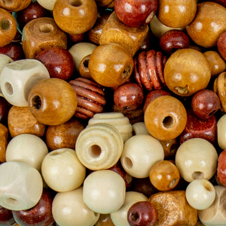 Wooden Circle Beads for Crafts in 7 Colors (2 Sizes, 300 Pieces)