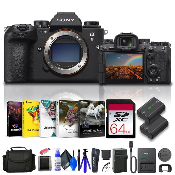 Sony Alpha a9 III Mirrorless Camera -  24.6MP Full Frame Global Shutter (ILCE-9M3)   64GB Memory Card   Bag   NP-FZ100 Compatible Battery   External Charger   Card Reader   More