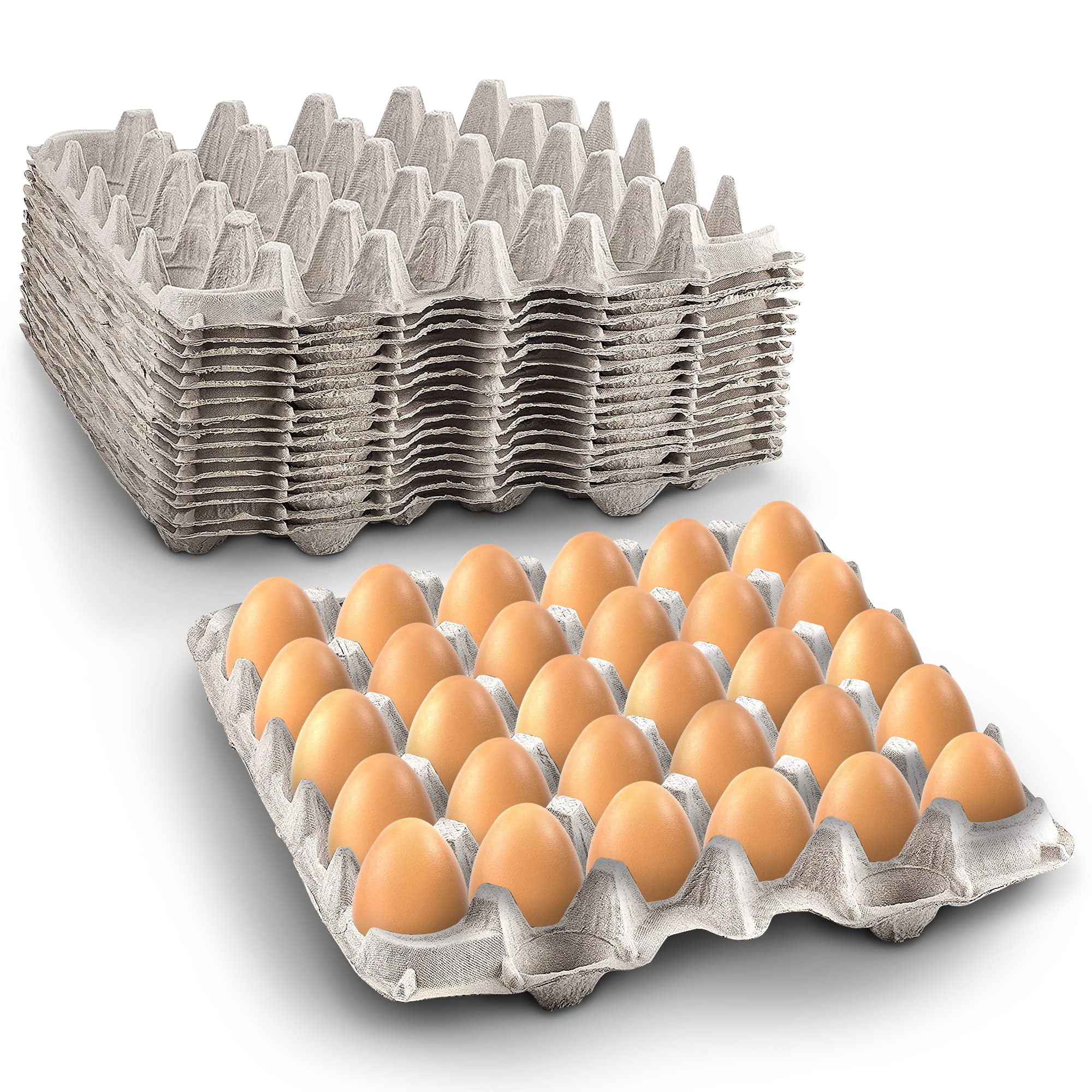 Pulp Fiber Egg Carton 30 Eggs, Large Egg Crate for Chicken Farm, Biodegradable Reble Egg Trays, Secure Storage for Duck Eggs, Made in , Gray