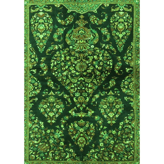 Ahgly Company Indoor Rectangle Persian Green Traditional Area Rugs, 5' x 7'