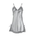 thumbnail image 1 of Vestido de pijama de pijama con ribete de encaje satinado sexy para mujer Encaje gris XXL, 1 of 6