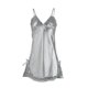 thumbnail image 1 of Vestido de pijama de pijama con ribete de encaje satinado sexy para mujer Encaje gris XXL, 1 of 6