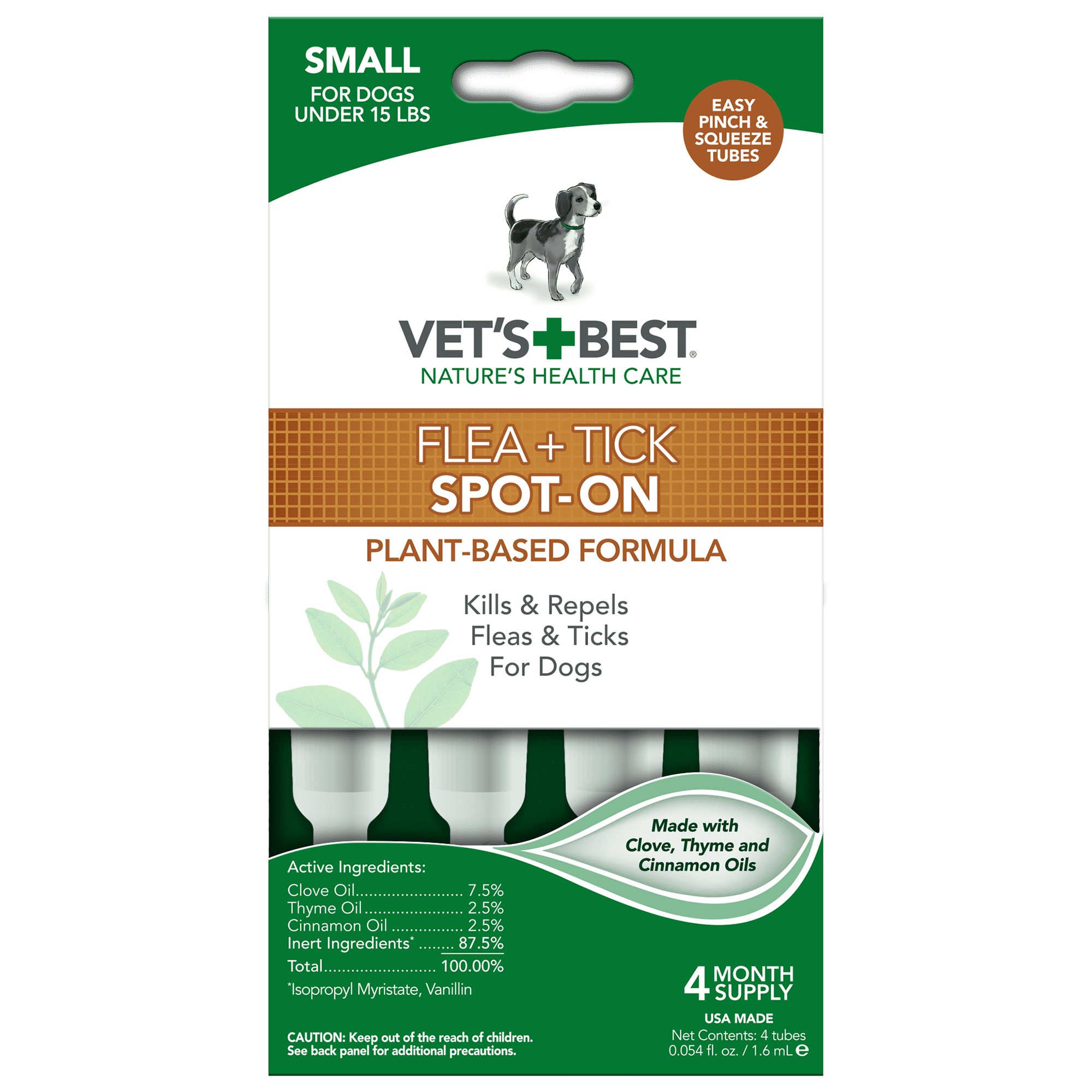 Vet's Best Flea and Tick Spot-on Drops Topical Treatment for Dogs, Made
