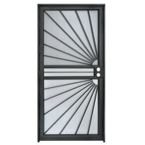 Grisham Deluxe Steel Security Door,36'' x 80'' Metal Tempered Glass Door Screen Replacement Enter Doors,Storm Door (469 Black)