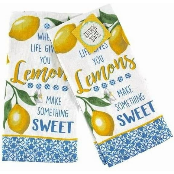 Serafina Home Sweet Inspiration Kitchen Dish Towels: When Life Gives You Lemons, Make Something Sweet