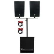 Rockville DJ Package w/ (2) 15" DX15 Speakers+Dual Mount+15" Powered Subwoofer