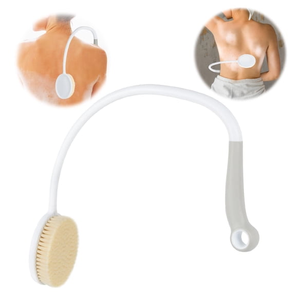 Curved Folding Back Shower Brush - U-Shaped Long Handle for Elderly, Limited Mobility, Gentle Exfoliation & Easy Reach