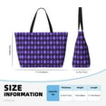 thumbnail image 4 of Fotbe purple argyle Bolsa de Viaje para Playa - Resistente al Agua, Bolsa Tote de Gran Capacidad y Ligera con 7 Bolsillos para Mujeres y Hombres, 4 of 7