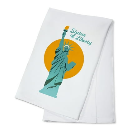 

New York City New York Retro Skyline Statue of Liberty (100% Cotton Tea Towel Decorative Hand Towel Kitchen and Home)