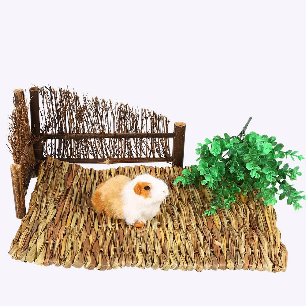 Mgaxyff 2Sizes Small Pet Animal Hamster Handwoven Grass Mat Rabbit