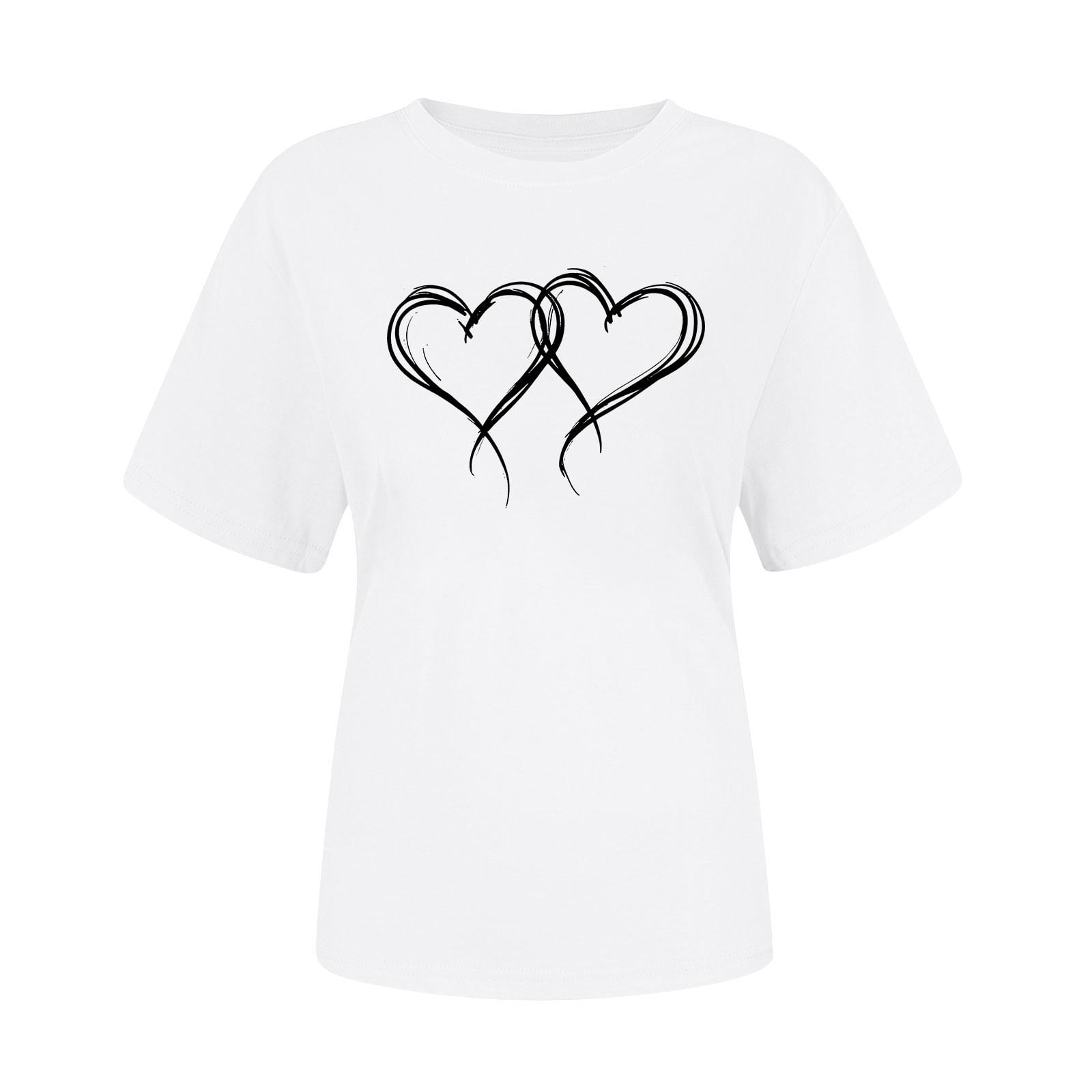 Zwiiyzr Womens Valentines Day Themed Print T-Shirt Short Sleeve