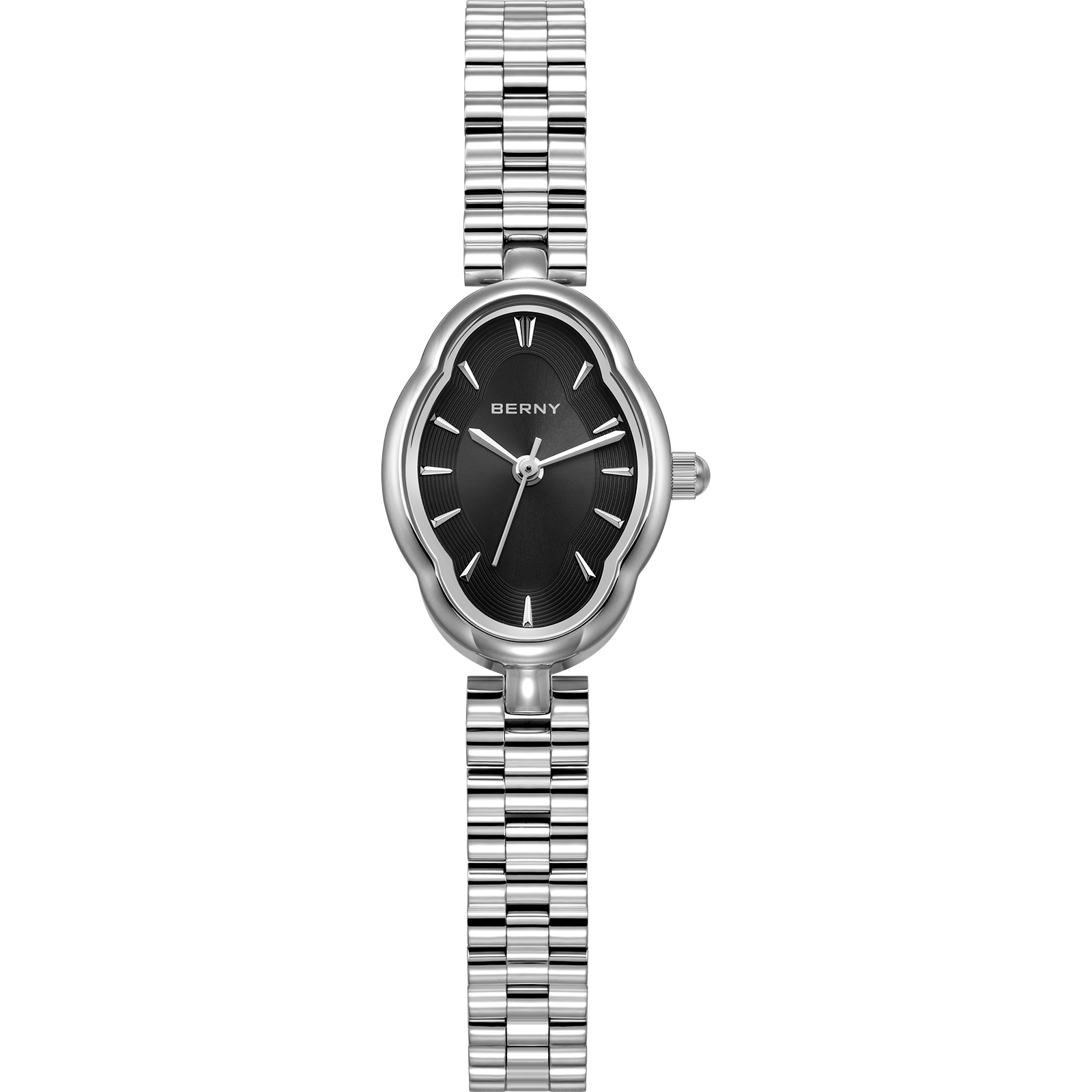 BERNY Small Silver Watches for Women Dainty Vintage Ladies Analog Quartz Bracelet Watch, Adjustment Tool Included Stainless Steel Waterproof, Fashion Luxury Womens Wrist Watches Gifts (Black)