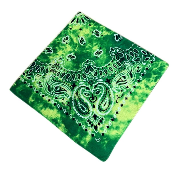 Eigraketly Moda Unisex Bandana Hop Pañuelo cuadrado grande Estampado de Cachemira Diadema Muñequeras Pañuelo para la cabeza Pañuelo de tinte Ciclismo Teñido anudado verde