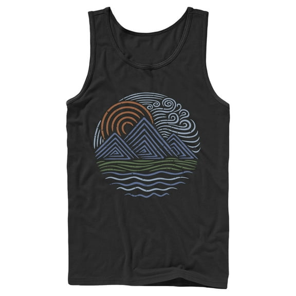 Men's Lost Gods Outdoor Lines Waves  Tank Top Black Small