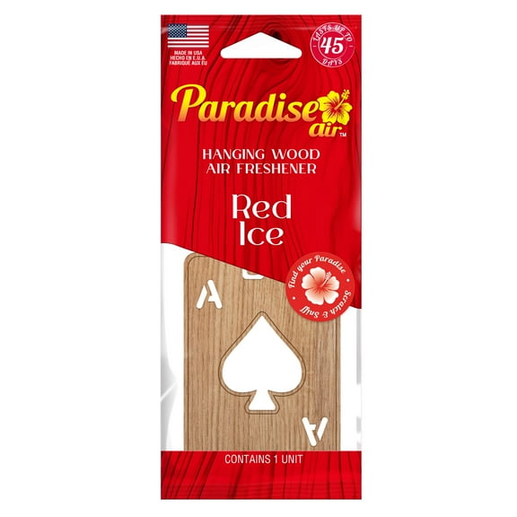 Paradise Air Hanging Wood Air Freshener, Laser Cut Design, 1 Unit, Red Ice