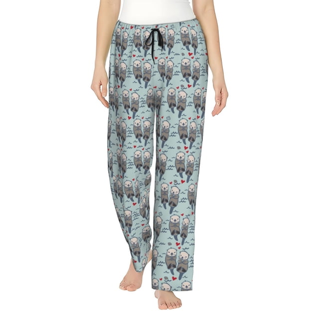 Balery Sea Otter Pantalones de pijama para mujer, pijamas ultraligeros, pantalones de estar por casa-Small
