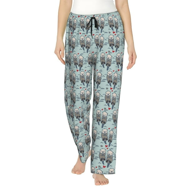 Balery Sea Otter Pantalones de pijama para mujer, pijamas ultraligeros, pantalones de estar por casa-Small