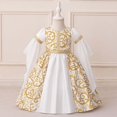 thumbnail image 2 of Gubotare Flower Girl Dress Baby Little Girls Dresses Long Sleeve Casual Birthday Party Dress Toddler Kids Swing Twirly Summer Sundress (Beige,Size 6-9 Months), 2 of 9