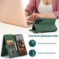 thumbnail image 4 of SaniMore Samsung Galaxy S24 Ultra Case (6.8" 2024) with Zipper Wallet & Wrist Strap & Magnetic Closure Card Slots Kickstand Slim Full-around Protective Business Cover for Galaxy S24 Ultra, Darkgreen, 4 of 14