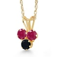 thumbnail image 2 of Gem Stone King 14K Yellow Gold Red Ruby and Black Onyx 3-Stone Pendant Necklace for Women (0.41 Cttw, Gemstone July Birthstone, Round 3MM, 18 inch Chain), 2 of 4