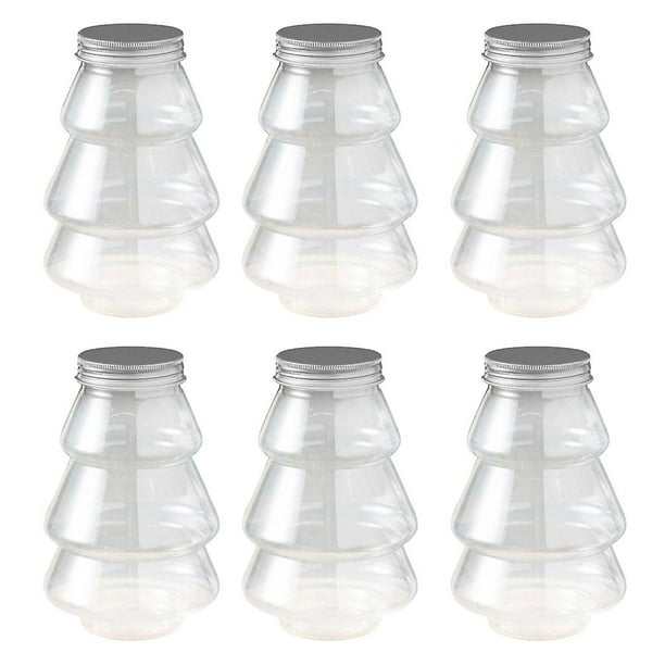 Juego de 6 tarros de dulces para árbol de Navidad, caja de suministros navideña transparente